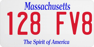 MA license plate 128FV8