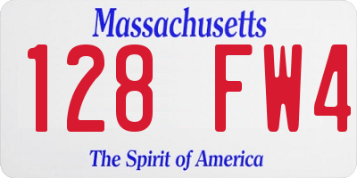 MA license plate 128FW4