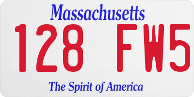 MA license plate 128FW5
