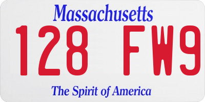 MA license plate 128FW9