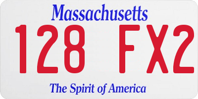 MA license plate 128FX2