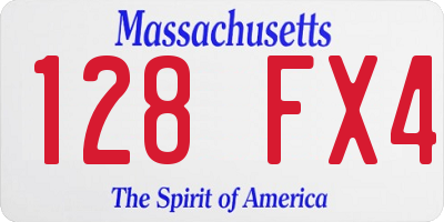MA license plate 128FX4