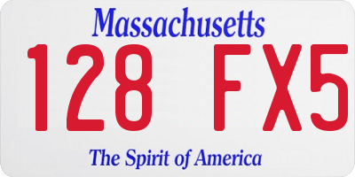 MA license plate 128FX5