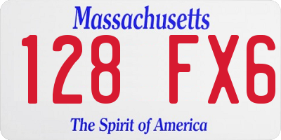 MA license plate 128FX6
