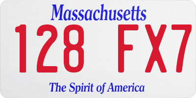 MA license plate 128FX7