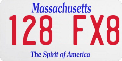 MA license plate 128FX8