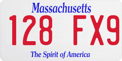 MA license plate 128FX9