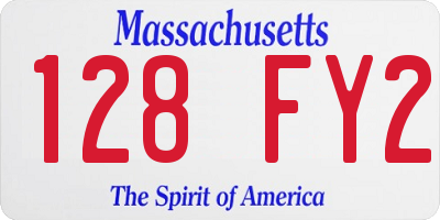 MA license plate 128FY2