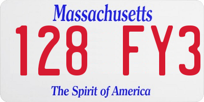 MA license plate 128FY3