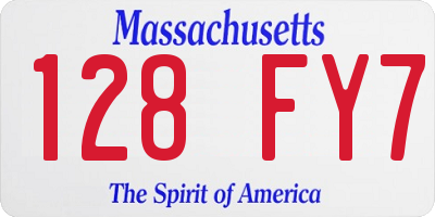 MA license plate 128FY7