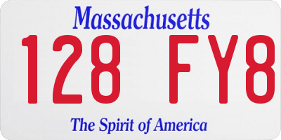 MA license plate 128FY8