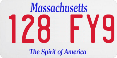 MA license plate 128FY9