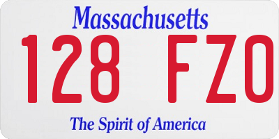 MA license plate 128FZ0