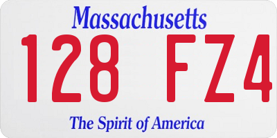 MA license plate 128FZ4