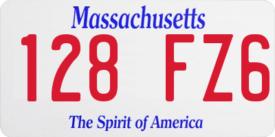 MA license plate 128FZ6