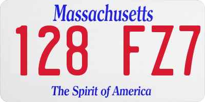 MA license plate 128FZ7