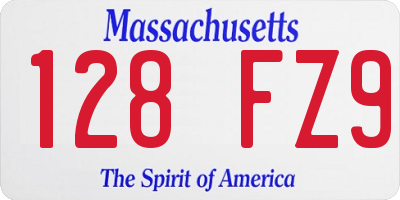 MA license plate 128FZ9