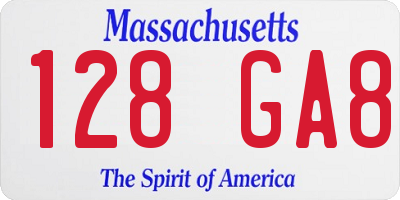 MA license plate 128GA8