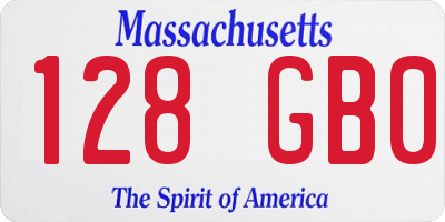 MA license plate 128GB0