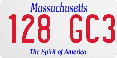 MA license plate 128GC3