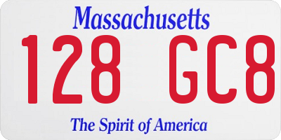 MA license plate 128GC8