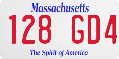 MA license plate 128GD4