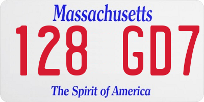 MA license plate 128GD7