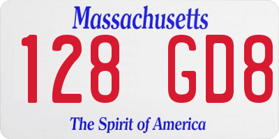 MA license plate 128GD8