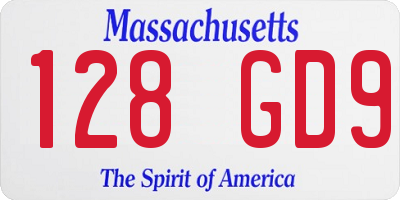 MA license plate 128GD9