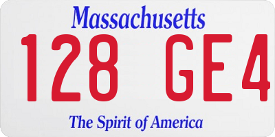 MA license plate 128GE4