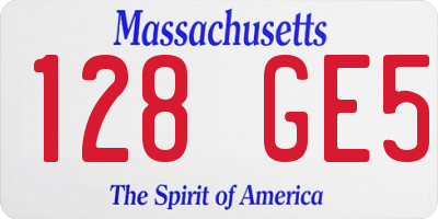 MA license plate 128GE5