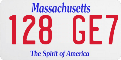 MA license plate 128GE7