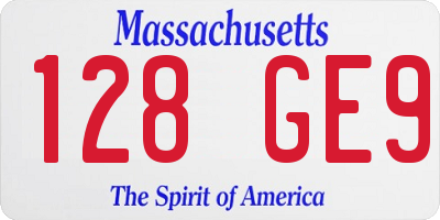 MA license plate 128GE9