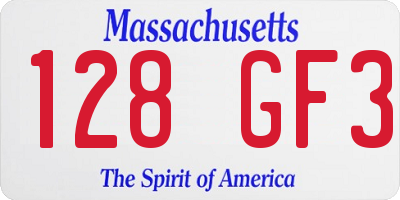 MA license plate 128GF3