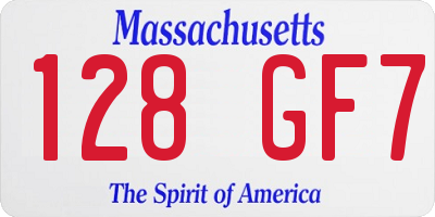 MA license plate 128GF7