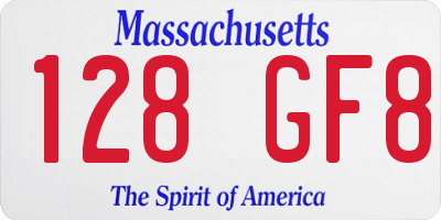 MA license plate 128GF8