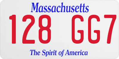 MA license plate 128GG7