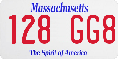 MA license plate 128GG8