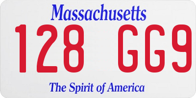 MA license plate 128GG9