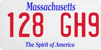 MA license plate 128GH9