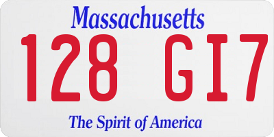 MA license plate 128GI7