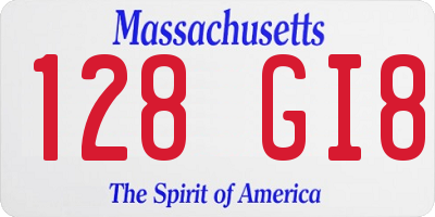 MA license plate 128GI8