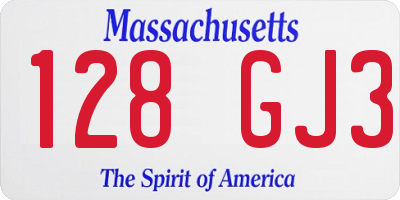 MA license plate 128GJ3