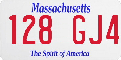 MA license plate 128GJ4