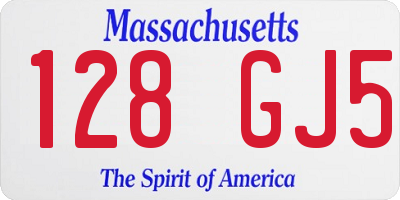 MA license plate 128GJ5