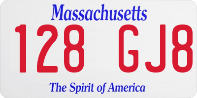 MA license plate 128GJ8