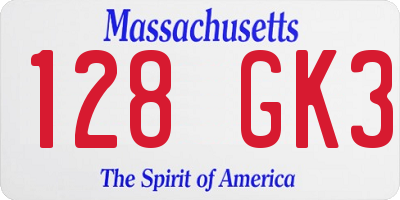 MA license plate 128GK3