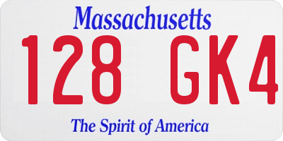 MA license plate 128GK4