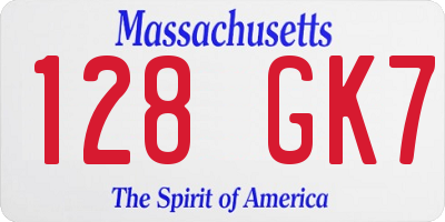 MA license plate 128GK7