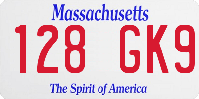 MA license plate 128GK9